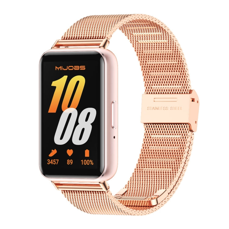 Mijobs Milan Buckle Metal Watch Band, For Samsung Galaxy Fit 3 For Samsung Galaxy Fit 3 Rose Gold