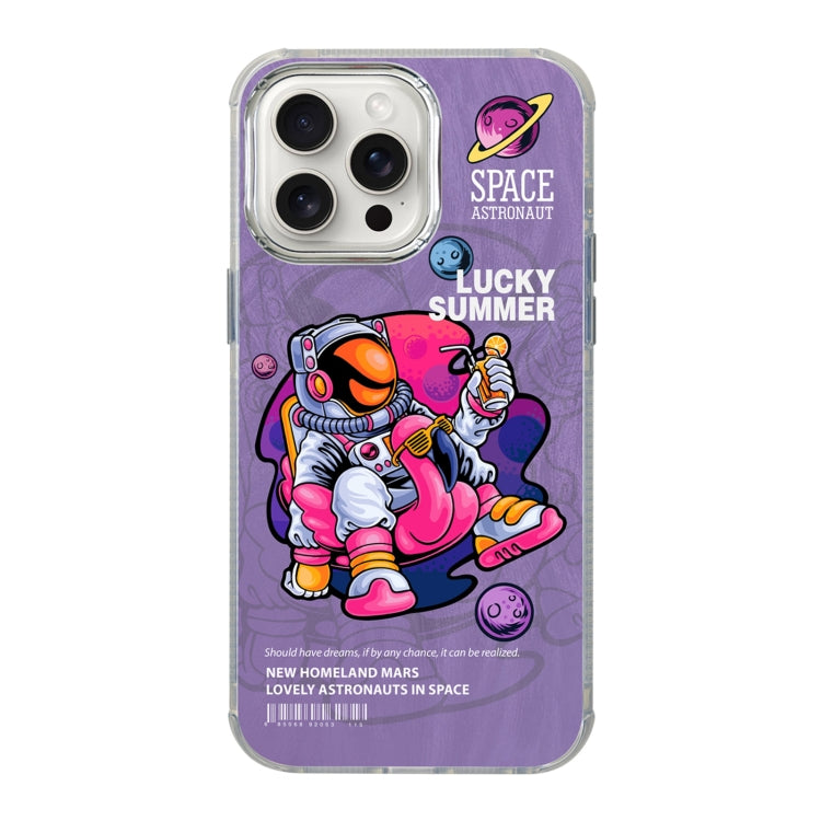 Illustration Pattern Radiation Design Full Coverage Shockproof Phone Case, For iPhone 15 Pro Max, For iPhone 15 Pro For iPhone 15 Pro Max Purple Astronaut