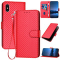 YX0070 Carbon Fiber Buckle Leather Phone Case with Lanyard, For iPhone XS Max, For iPhone 8 Plus / 7 Plus For iPhone XS Max Red