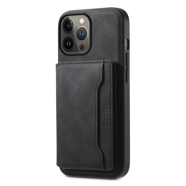 Denior D13 Retro Texture Leather MagSafe Card Bag Phone Case, For iPhone 13 Pro Max, For iPhone 13 Pro, For iPhone 12, For iPhone 12 Pro Max, For iPhone 12 Pro For iPhone 13 Pro Max Black