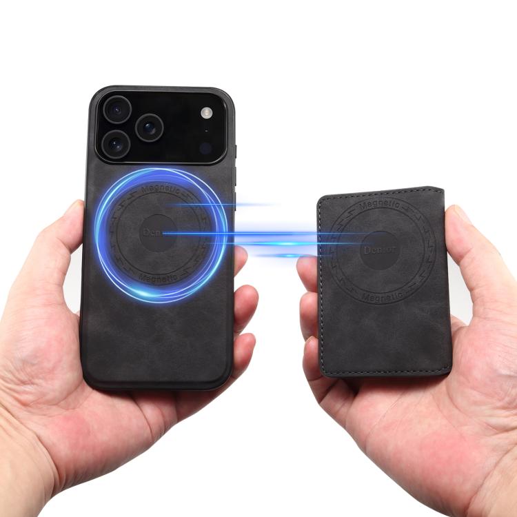 Denior D13 Retro Texture Leather MagSafe Card Bag Phone Case, For iPhone 17 Pro Max, For iPhone 17 Pro, For iPhone 17, For iPhone Air, For iPhone 16 Pro Max, For iPhone 16 Pro, For iPhone 16 Plus, For iPhone 16