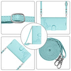 Cat Rat Embossed Pattern RFID Leather Phone Case with Lanyard, For iPhone 15, For iPhone 14 Plus, For iPhone 14/13, For iPhone 14 Pro