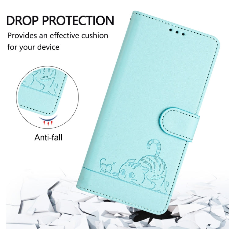 Cat Rat Embossed Pattern RFID Leather Phone Case with Lanyard, For iPhone 13 mini, For iPhone 12/12 Pro, For iPhone 12 Pro Max, For iPhone 12 mini