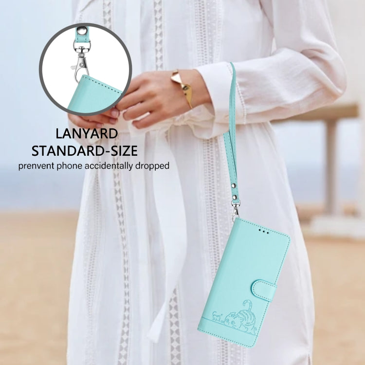 Cat Rat Embossed Pattern RFID Leather Phone Case with Lanyard, For iPhone 11 Pro Max, For iPhone 11, For iPhone 11 Pro, For iPhone XS / X
