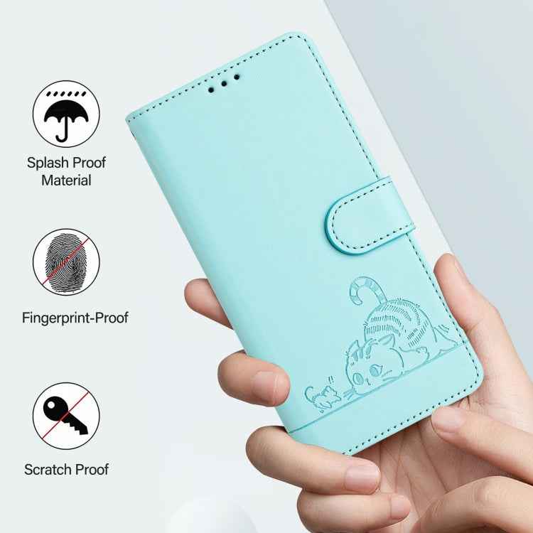 Cat Rat Embossed Pattern RFID Leather Phone Case with Lanyard, For iPhone SE 2024, For iPhone 15 Pro Max, For iPhone 15 Pro, For iPhone 15 Plus