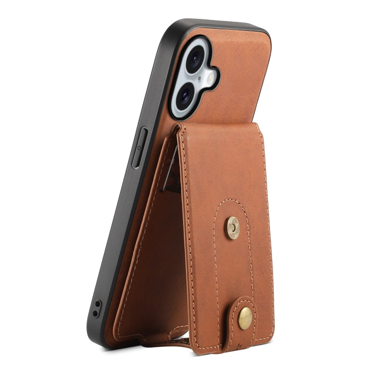 Denior D14 NK Retro Pattern MagSafe Magnetic Card Holder Leather Phone Case – Wear-resistant, Magnetic, Leather, For iPhone 17 Pro Max, For iPhone 17 Pro, For iPhone 17, For iPhone Air, For iPhone 16 Pro Max, For iPhone 16 Pro, For iPhone 16 Plus For iPhone 16 Plus Brown