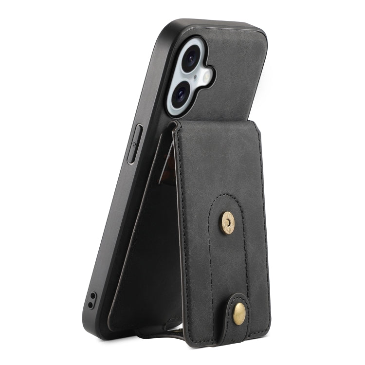 Denior D14 NK Retro Pattern MagSafe Magnetic Card Holder Leather Phone Case – Wear-resistant, Magnetic, Leather, For iPhone 17 Pro Max, For iPhone 17 Pro, For iPhone 17, For iPhone Air, For iPhone 16 Pro Max, For iPhone 16 Pro, For iPhone 16 Plus For iPhone 16 Plus Black