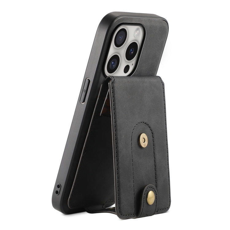 Denior D14 NK Retro Pattern MagSafe Magnetic Card Holder Leather Phone Case – Wear-resistant, Magnetic, Leather, For iPhone 17 Pro Max, For iPhone 17 Pro, For iPhone 17, For iPhone Air, For iPhone 16 Pro Max, For iPhone 16 Pro, For iPhone 16 Plus For iPhone 16 Pro Black
