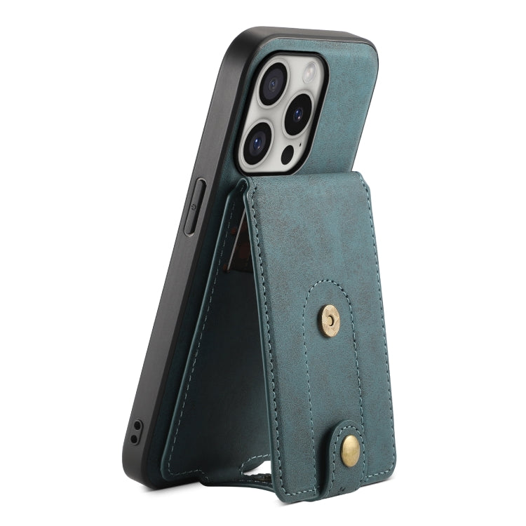 Denior D14 NK Retro Pattern MagSafe Magnetic Card Holder Leather Phone Case – Wear-resistant, Magnetic, Leather, For iPhone 17 Pro Max, For iPhone 17 Pro, For iPhone 17, For iPhone Air, For iPhone 16 Pro Max, For iPhone 16 Pro, For iPhone 16 Plus For iPhone 16 Pro Max Blue