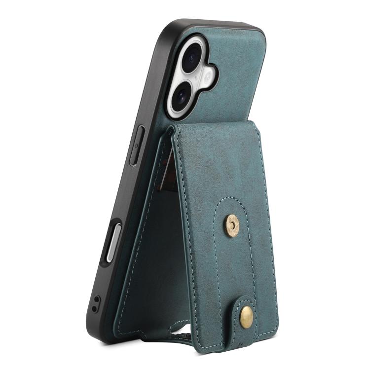 Denior D14 NK Retro Pattern MagSafe Magnetic Card Holder Leather Phone Case – Wear-resistant, Magnetic, Leather, For iPhone 17 Pro Max, For iPhone 17 Pro, For iPhone 17, For iPhone Air, For iPhone 16 Pro Max, For iPhone 16 Pro, For iPhone 16 Plus For iPhone 17 Blue