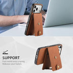 Denior D14 NK Retro Pattern MagSafe Magnetic Card Holder Leather Phone Case, For iPhone 17 Pro Max, For iPhone 17 Pro, For iPhone 17, For iPhone Air, For iPhone 16 Pro Max, For iPhone 16 Pro, For iPhone 16 Plus, For iPhone 16