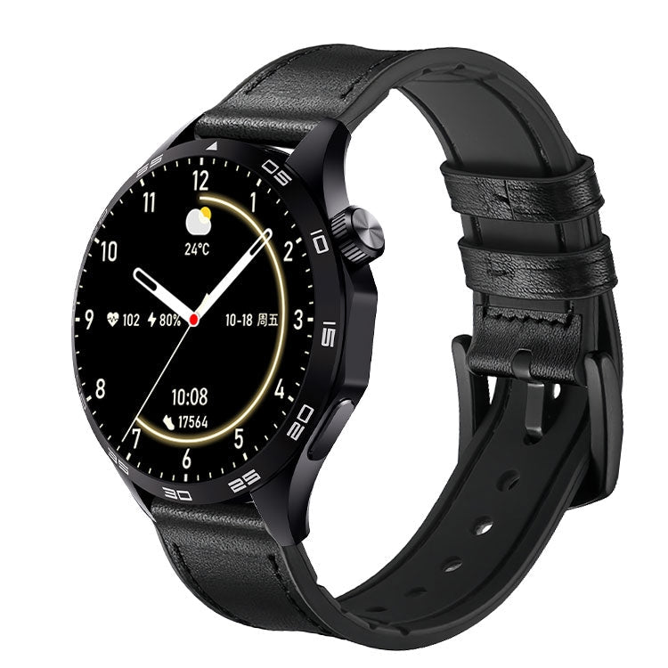 WS-26 Smart Watch – 1.52" Screen, IP67 Waterproof, Blood Pressure Monitoring Leather Strap Black