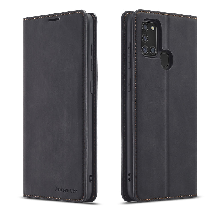 Forwenw Dream Series Oil Edge Strong Magnetism Horizontal Flip Leather Case with Holder & Card Slots & Wallet & Photo Frame, For Samsung Galaxy A21s, For Samsung Galaxy Note20, For Samsung Galaxy Note20 Ultra, For Xiaomi Redmi Note 9 For Samsung Galaxy A21s Black