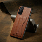 Fierre Shann Full Coverage Protective Leather Case with Holder & Card Slot, For Galaxy Note20 Ultra