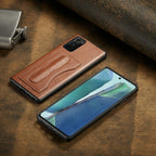 Fierre Shann Full Coverage Protective Leather Case with Holder & Card Slot, For Galaxy Note20 Ultra
