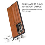 Fierre Shann Full Coverage Protective Leather Case with Holder & Card Slot, For Galaxy Note20 Ultra