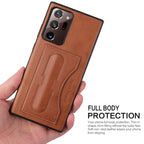 Fierre Shann Full Coverage Protective Leather Case with Holder & Card Slot, For Galaxy Note20 Ultra