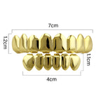 Hip Hop Accessories Gold Tooth Set Real Gold Plating Smooth Upper Eight Lower Six Denture Set