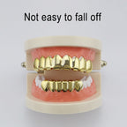 Hip Hop Accessories Gold Tooth Set Real Gold Plating Smooth Upper Eight Lower Six Denture Set