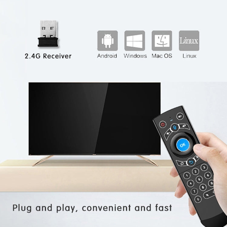 G21 2.4GHz Fly Air Mouse LED Backlight Wireless Keyboard Remote Control with Gyroscope for Android TV Box / PC, Support Intelligent Voice, Orange – Durable Build, Easy to Use