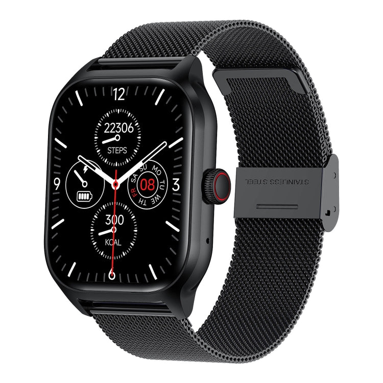 LEMFO LT10 2.01 inch TFT Screen Smart Watch Supports Bluetooth Call / Health Monitoring, Steel Strap, Silicone Strap Steel Strap Black
