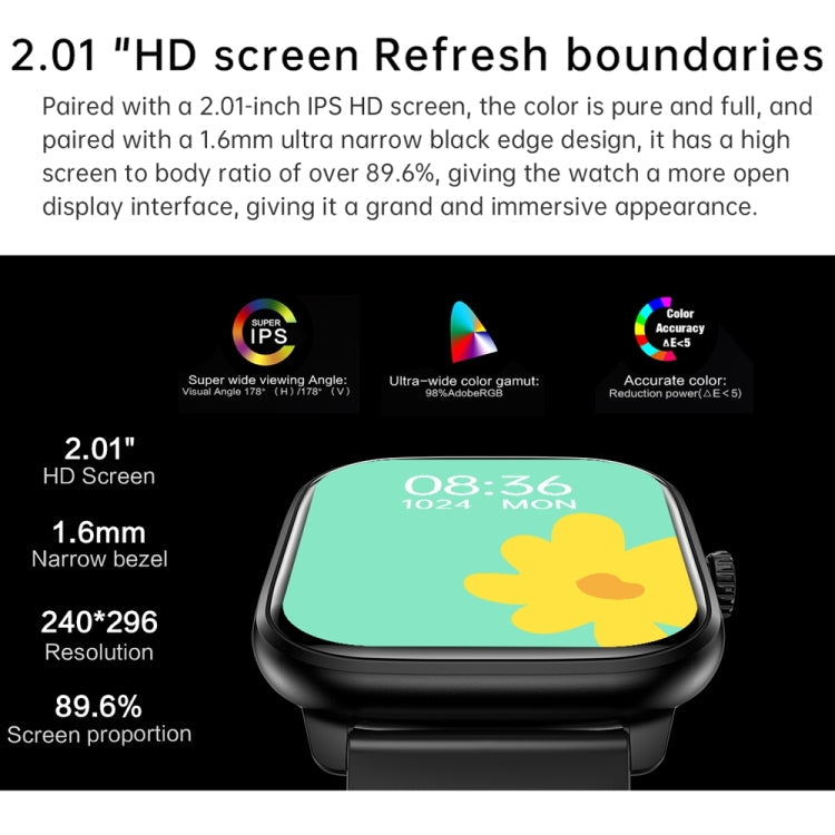 Y80 Smart Watch – 2.01" Screen, Bluetooth Call