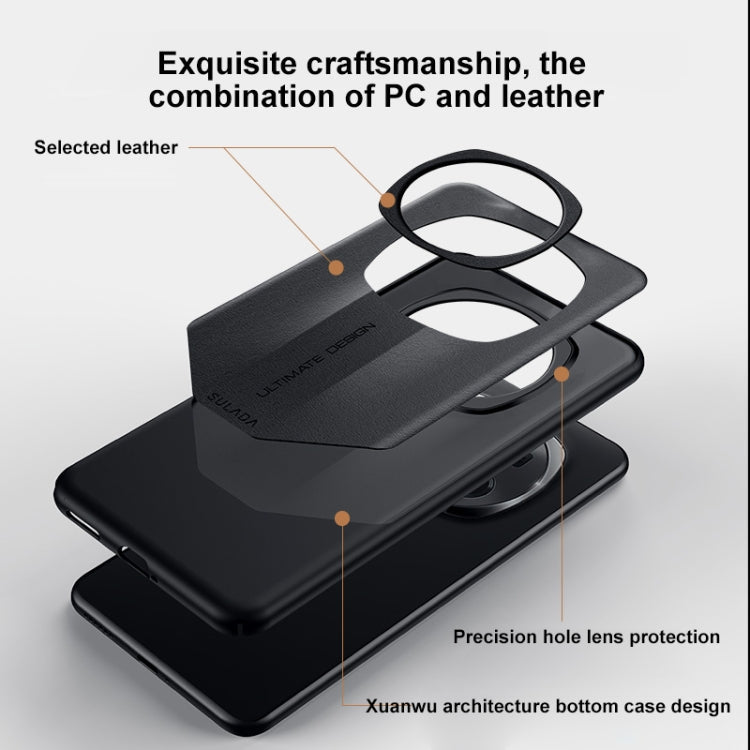 Splicing Plain Leather PC Shockproof Phone Case – Shockproof, Leather, For Honor Magic6 Pro, For Honor Magic6