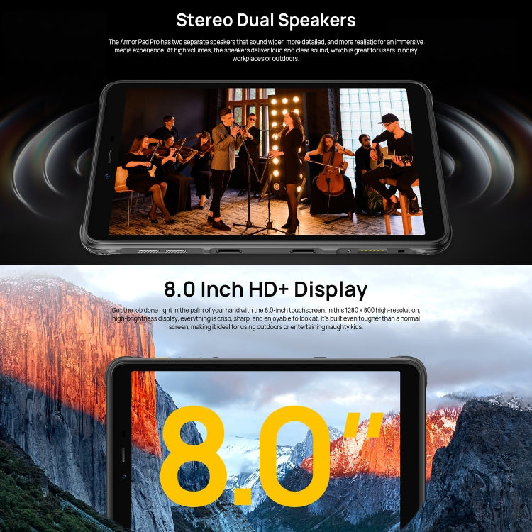 Ulefone Armor Pad Pro Rugged Tablet PC, 8 inch Android 13 MediaTek MT8788 Octa Core 4G Network, EU Plug, Armor Pad Pro – Lanyard, Card Slot, Bluetooth