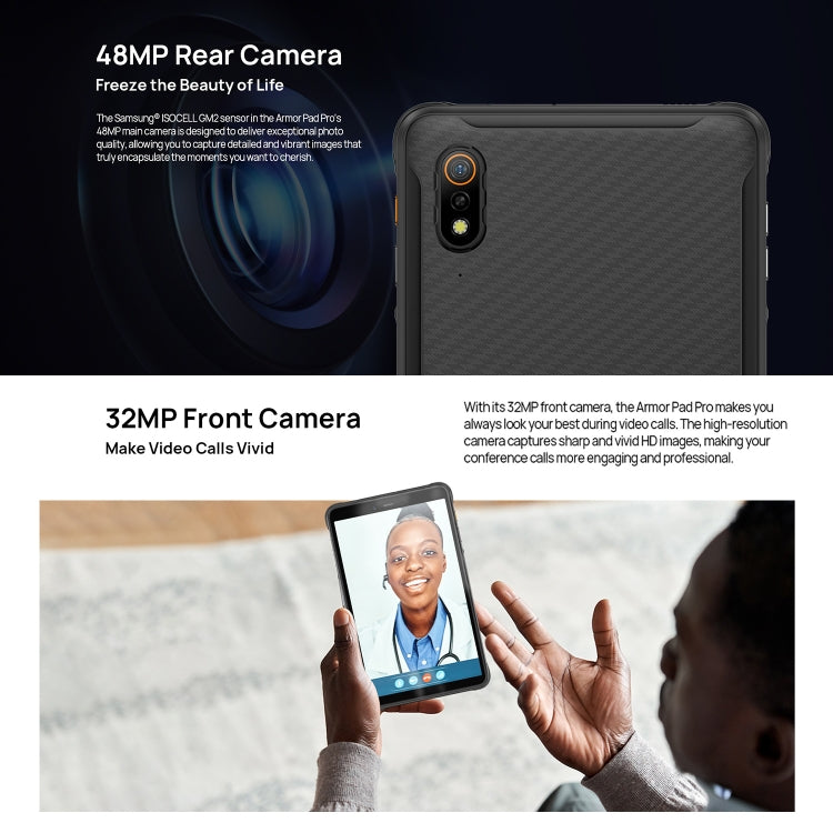 Ulefone Armor Pad Pro Rugged Tablet PC, 8 inch Android 13 MediaTek MT8788 Octa Core 4G Network, EU Plug, Armor Pad Pro – Lanyard, Card Slot, Bluetooth
