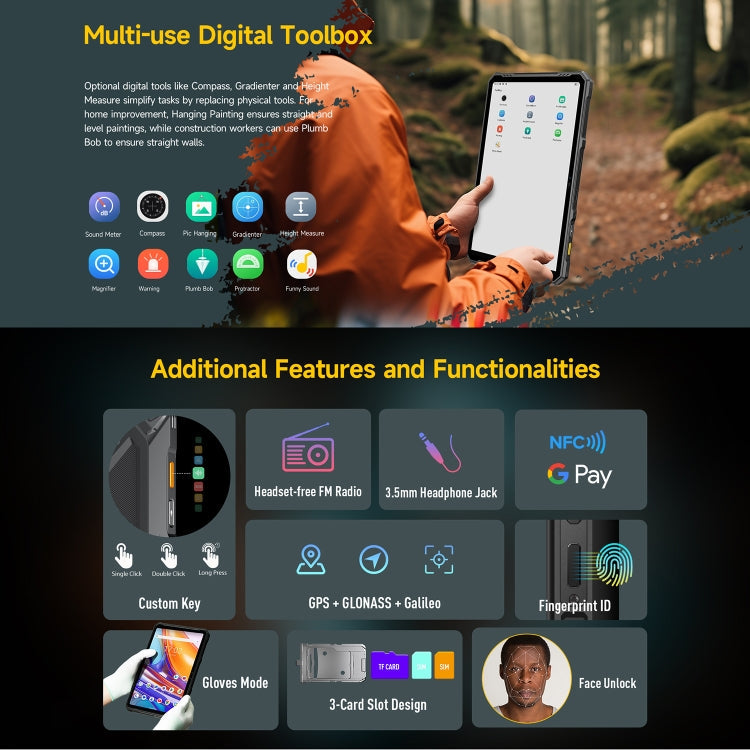 Ulefone Armor Pad 3 Pro Rugged Tablet PC, 10.36 inch Android 13 MediaTek MT8788 Octa Core 4G Network, EU Plug, Armor Pad 3 Pro – Card Slot, Fast Charging, Bluetooth