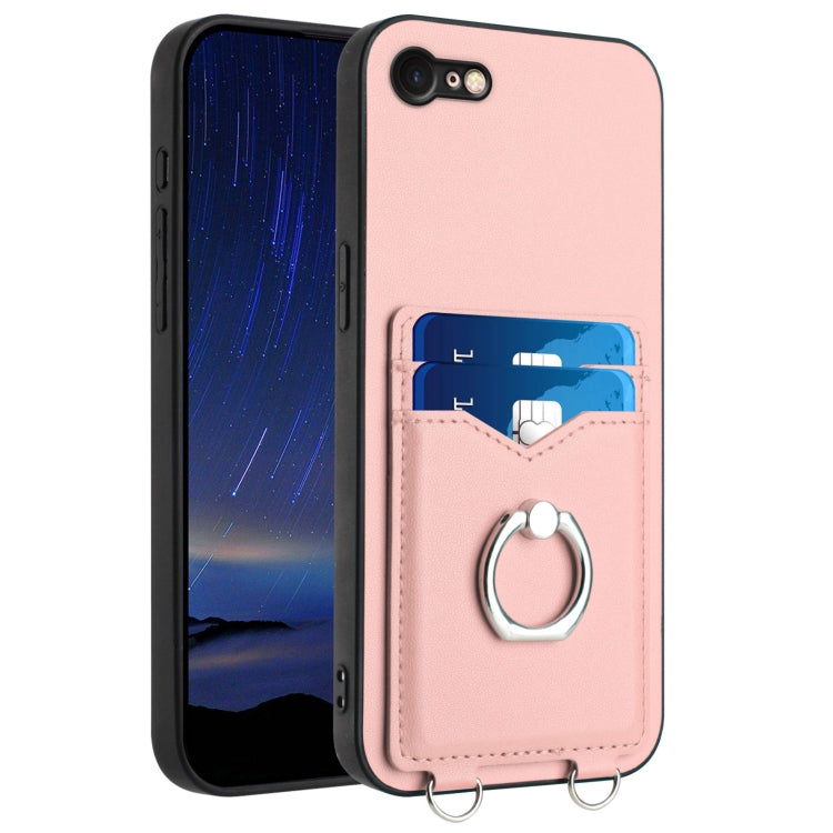 R20 Ring Card Holder Phone Case – Wear-resistant, Card Slot, TPU, For iPhone SE 2022 / SE 2020 / 8, For iPhone 13 Pro Max, For iPhone 13 Pro, For iPhone 13 For iPhone SE 2022 SE 2020 8 Pink