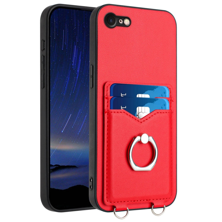R20 Ring Card Holder Phone Case – Wear-resistant, Card Slot, TPU, For iPhone SE 2022 / SE 2020 / 8, For iPhone 13 Pro Max, For iPhone 13 Pro, For iPhone 13 For iPhone SE 2022 SE 2020 8 Red