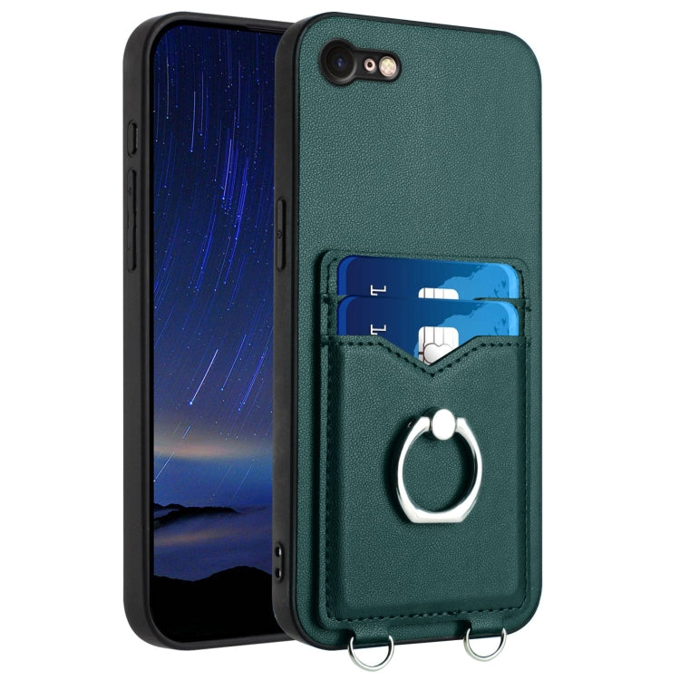 R20 Ring Card Holder Phone Case – Wear-resistant, Card Slot, TPU, For iPhone SE 2022 / SE 2020 / 8, For iPhone 13 Pro Max, For iPhone 13 Pro, For iPhone 13 For iPhone SE 2022 SE 2020 8 Green