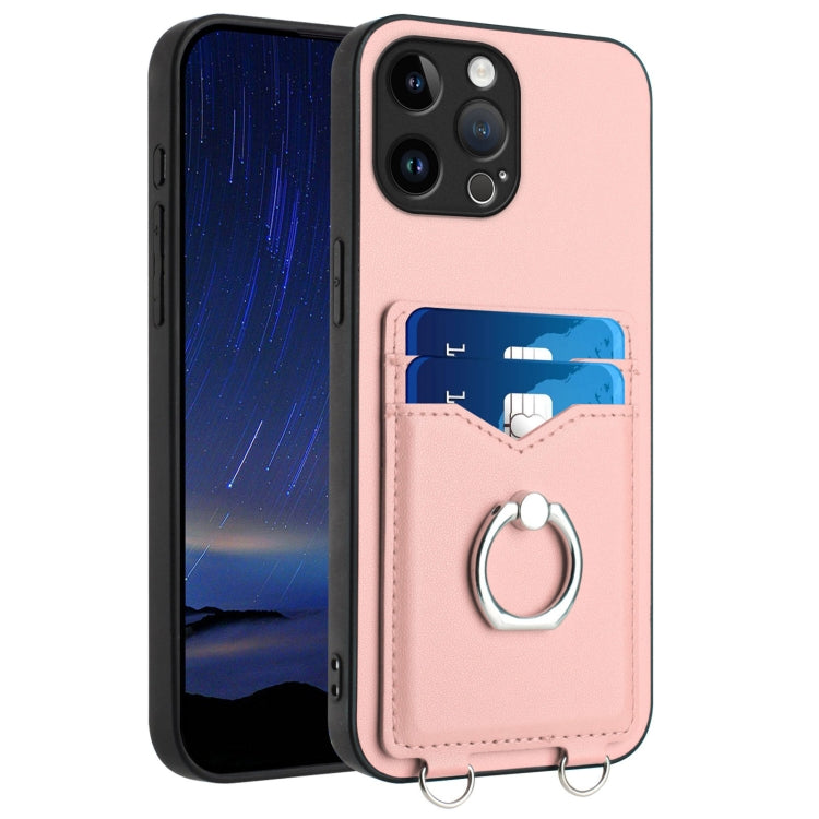 R20 Ring Card Holder Phone Case – Wear-resistant, Card Slot, TPU, For iPhone SE 2022 / SE 2020 / 8, For iPhone 13 Pro Max, For iPhone 13 Pro, For iPhone 13 For iPhone 13 Pro Max Pink