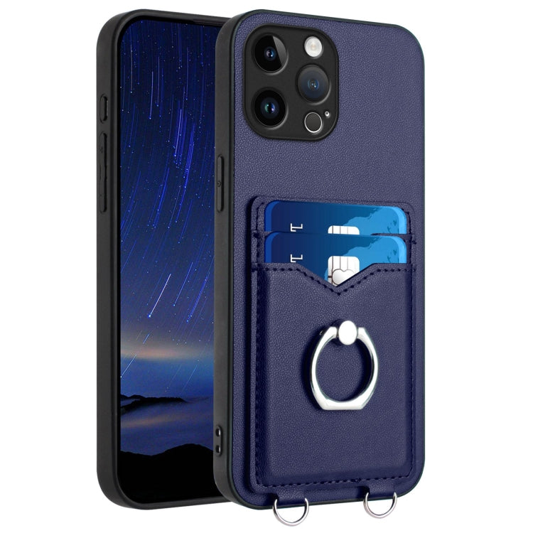 R20 Ring Card Holder Phone Case – Wear-resistant, Card Slot, TPU, For iPhone SE 2022 / SE 2020 / 8, For iPhone 13 Pro Max, For iPhone 13 Pro, For iPhone 13 For iPhone 13 Pro Max Blue