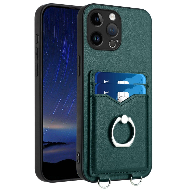 R20 Ring Card Holder Phone Case – Wear-resistant, Card Slot, TPU, For iPhone SE 2022 / SE 2020 / 8, For iPhone 13 Pro Max, For iPhone 13 Pro, For iPhone 13 For iPhone 13 Pro Max Green