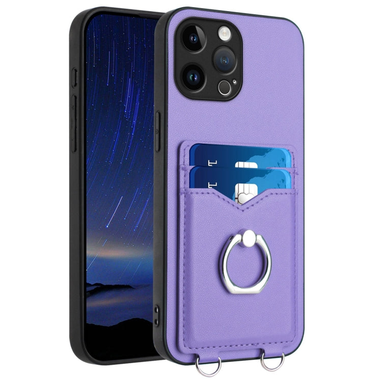 R20 Ring Card Holder Phone Case – Wear-resistant, Card Slot, TPU, For iPhone SE 2022 / SE 2020 / 8, For iPhone 13 Pro Max, For iPhone 13 Pro, For iPhone 13 For iPhone 13 Pro Max Purple