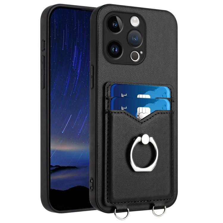 R20 Ring Card Holder Phone Case – Wear-resistant, Card Slot, TPU, For iPhone SE 2022 / SE 2020 / 8, For iPhone 13 Pro Max, For iPhone 13 Pro, For iPhone 13 For iPhone 13 Pro Black