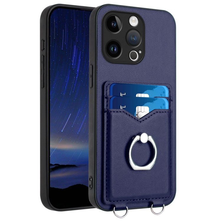 R20 Ring Card Holder Phone Case – Wear-resistant, Card Slot, TPU, For iPhone SE 2022 / SE 2020 / 8, For iPhone 13 Pro Max, For iPhone 13 Pro, For iPhone 13 For iPhone 13 Pro Blue