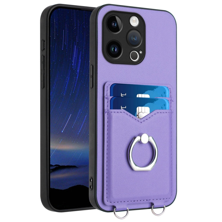R20 Ring Card Holder Phone Case – Wear-resistant, Card Slot, TPU, For iPhone SE 2022 / SE 2020 / 8, For iPhone 13 Pro Max, For iPhone 13 Pro, For iPhone 13 For iPhone 13 Pro Purple