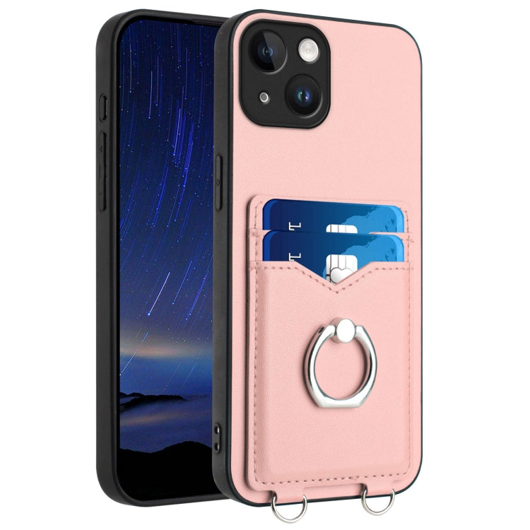 R20 Ring Card Holder Phone Case – Wear-resistant, Card Slot, TPU, For iPhone SE 2022 / SE 2020 / 8, For iPhone 13 Pro Max, For iPhone 13 Pro, For iPhone 13 For iPhone 13 Pink