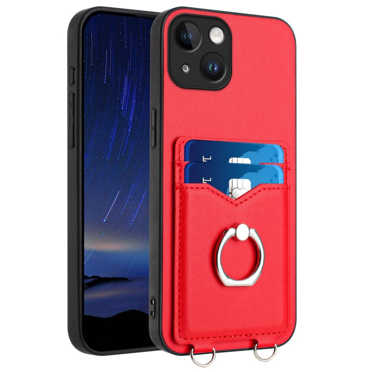 R20 Ring Card Holder Phone Case – Wear-resistant, Card Slot, TPU, For iPhone SE 2022 / SE 2020 / 8, For iPhone 13 Pro Max, For iPhone 13 Pro, For iPhone 13 For iPhone 13 Red