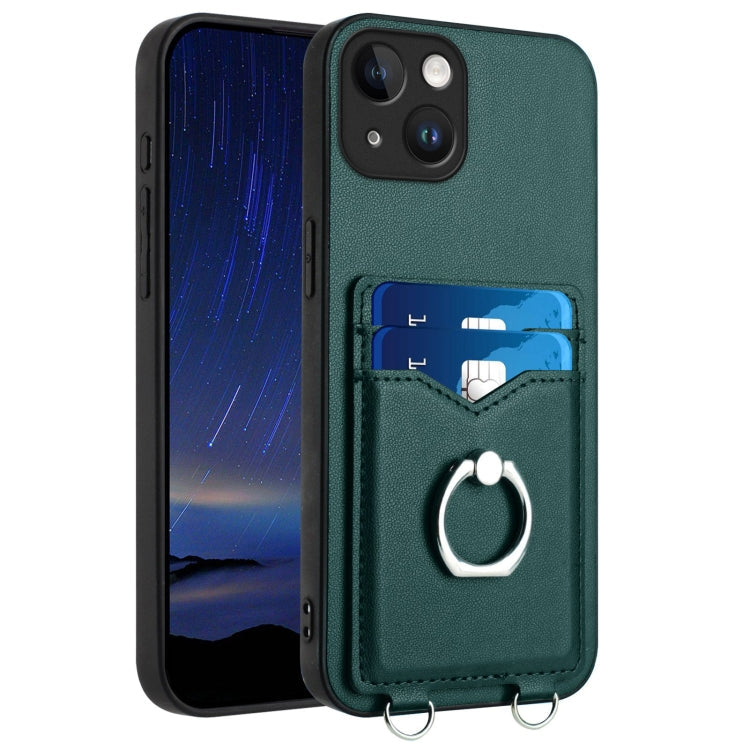 R20 Ring Card Holder Phone Case – Wear-resistant, Card Slot, TPU, For iPhone SE 2022 / SE 2020 / 8, For iPhone 13 Pro Max, For iPhone 13 Pro, For iPhone 13 For iPhone 13 Green