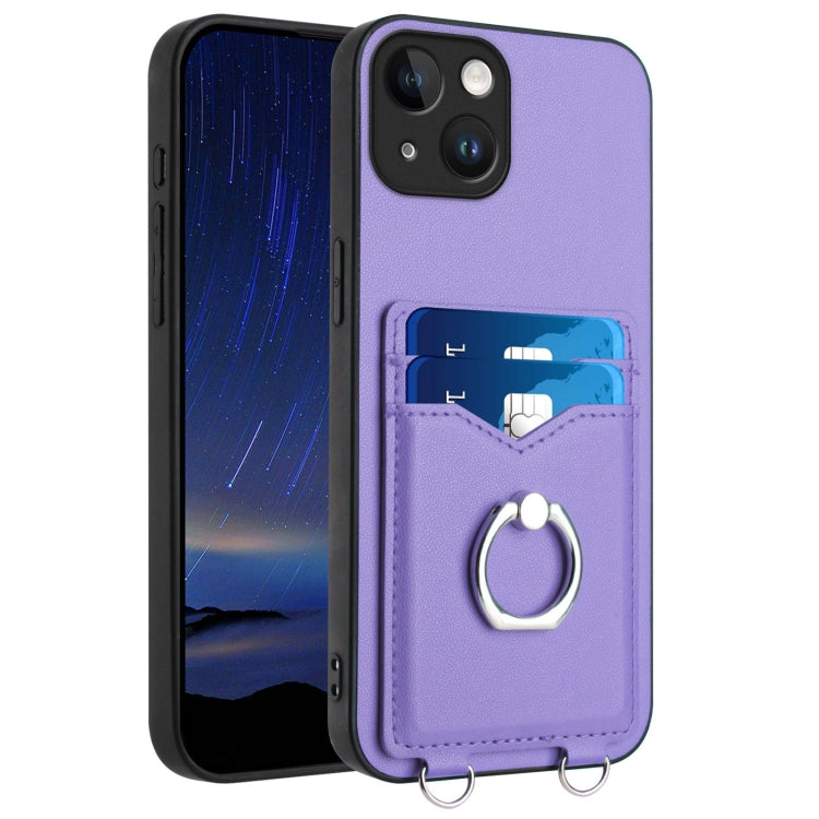R20 Ring Card Holder Phone Case – Wear-resistant, Card Slot, TPU, For iPhone SE 2022 / SE 2020 / 8, For iPhone 13 Pro Max, For iPhone 13 Pro, For iPhone 13 For iPhone 13 Purple
