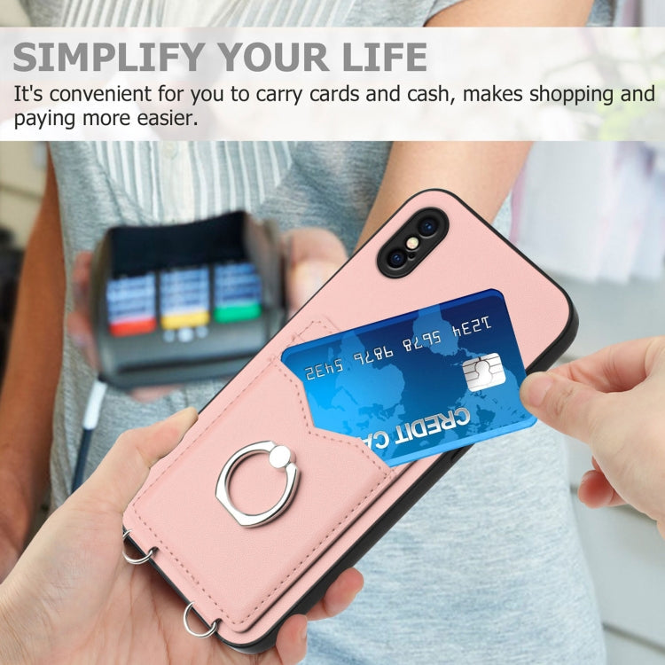 R20 Ring Card Holder Phone Case, For iPhone XS / X, For iPhone XR, For iPhone XS Max, For iPhone 8 Plus / 7 Plus