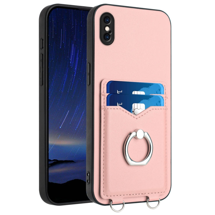 R20 Ring Card Holder Phone Case – Wear-resistant, Card Slot, TPU, For iPhone XS / X, For iPhone XR, For iPhone XS Max, For iPhone 8 Plus / 7 Plus For iPhone XS Max Pink