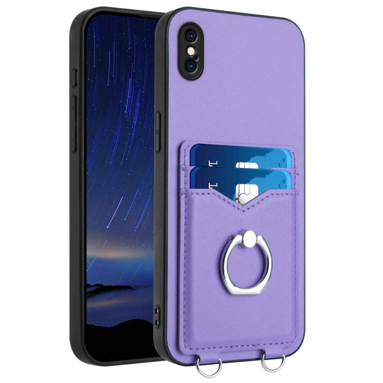 R20 Ring Card Holder Phone Case – Wear-resistant, Card Slot, TPU, For iPhone XS / X, For iPhone XR, For iPhone XS Max, For iPhone 8 Plus / 7 Plus For iPhone XS Max Purple
