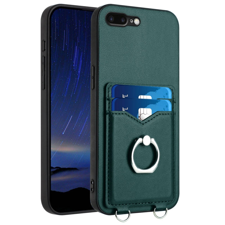 R20 Ring Card Holder Phone Case – Wear-resistant, Card Slot, TPU, For iPhone XS / X, For iPhone XR, For iPhone XS Max, For iPhone 8 Plus / 7 Plus For iPhone 8 Plus 7 Plus Green