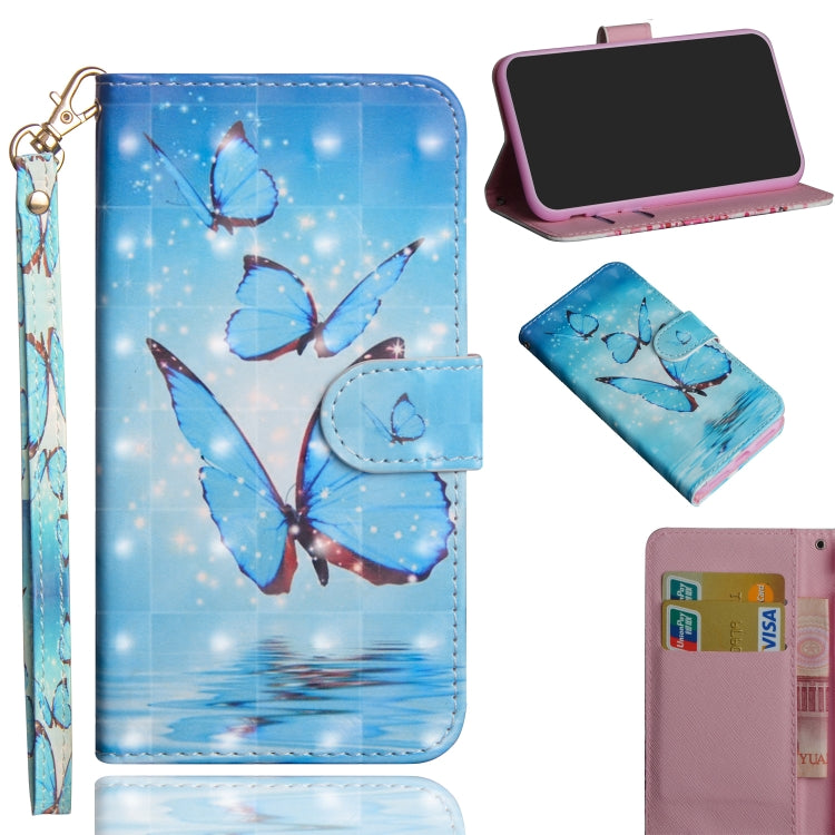 3D Painting Pattern Horizontal Flip TPU + PU Leather Case with Holder & Card Slots & Wallet – Card Slot, Flip, Leather, For Huawei Honor 9A, For Motorola G8 Power Lite For Huawei Honor 9A Three Butterflies