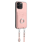 R20 Crossbody Rope Ring Card Holder Phone Case – Wear-resistant, Card Slot, TPU, For iPhone 15 Pro Max, For iPhone 15 Pro, For iPhone 15 Plus, For iPhone 15